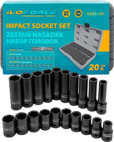 Изображение товара Набор головок слесарных ILOforce IF-4201-5K (61641)