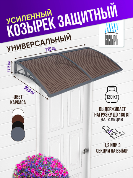 Изображение товара Козырек ВПМ Двойной / 6189166 (серый)