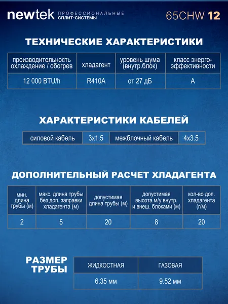 Изображение товара Сплит-система Newtek NT-65CHW12