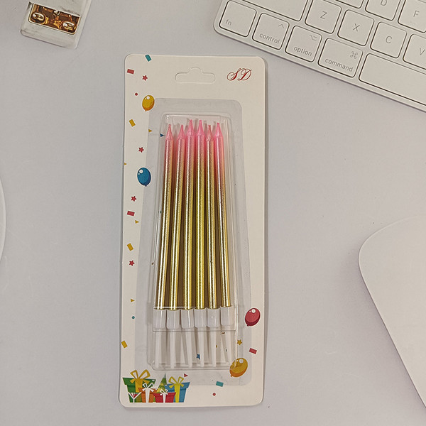 Изображение товара Набор свечей для торта S.G. Home Градиент SG-CC-6C (12.5см, розовое золото)