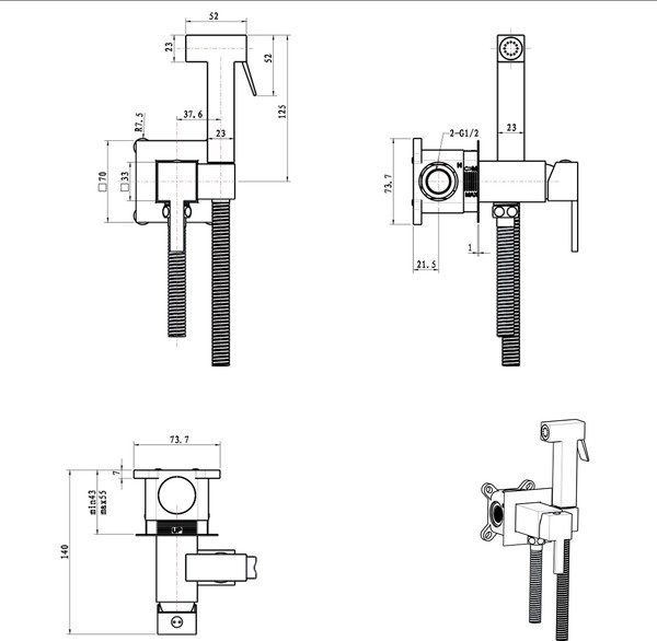 Изображение товара Гигиенический душ со смесителем Lauter Mild 21LT071CH