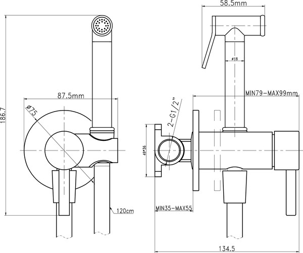 Изображение товара Гигиенический душ со смесителем Lauter Tera 21GN9012BM