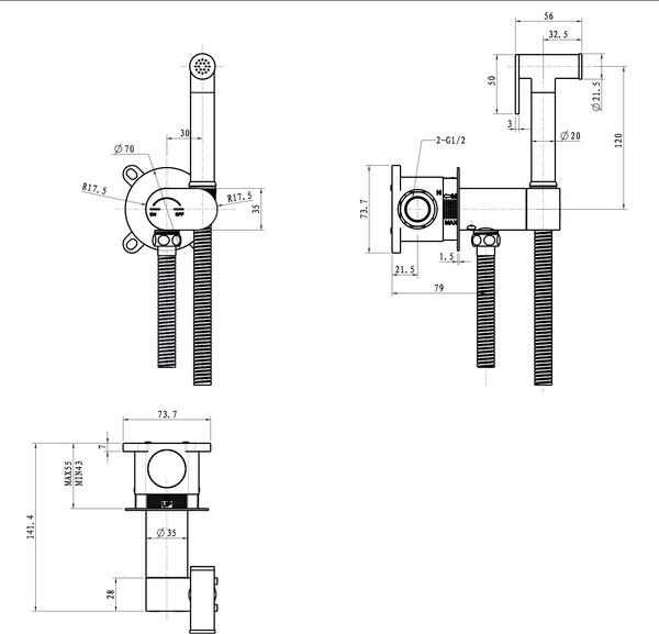 Изображение товара Гигиенический душ со смесителем Lauter Neo 21LT0471CH
