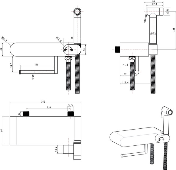 Изображение товара Гигиенический душ со смесителем Lauter Infinity 21LT0103CH