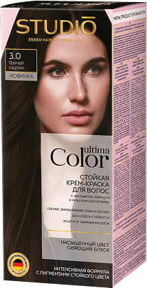 Изображение товара Крем-краска для волос Studio Professional Ultima Color тон 3.0 темный каштан