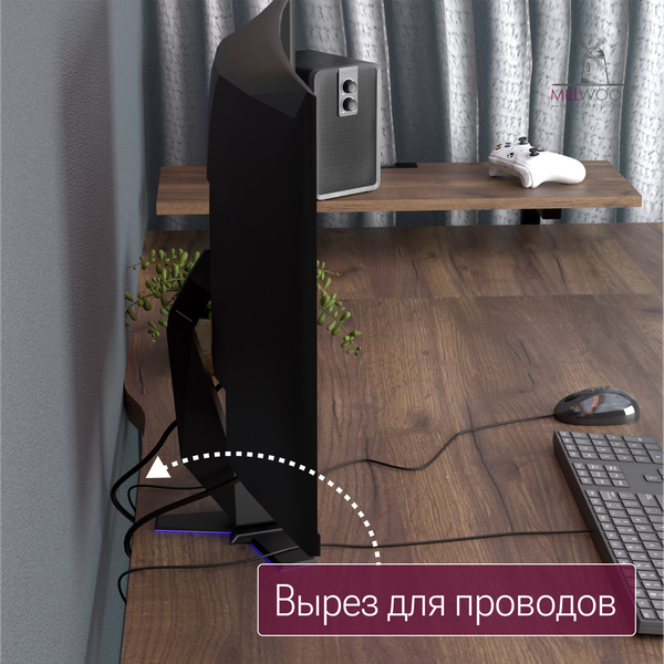 Изображение товара Компьютерный стол Millwood Каир угловой с полкой 200х120х93 (дуб табачный Craft металл черный)