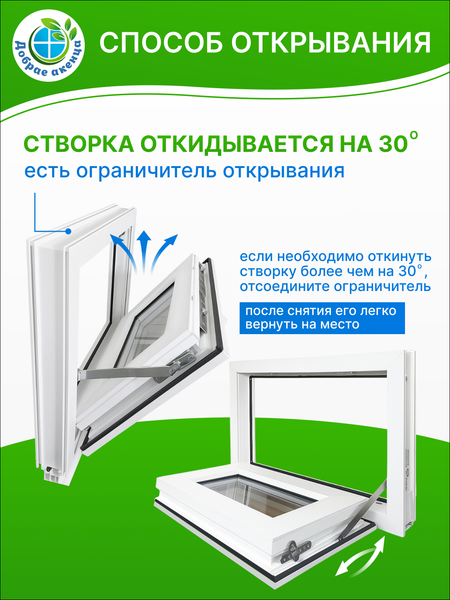 Изображение товара Окно ПВХ Добрае акенца Откидное 3 стекла (570x1200)