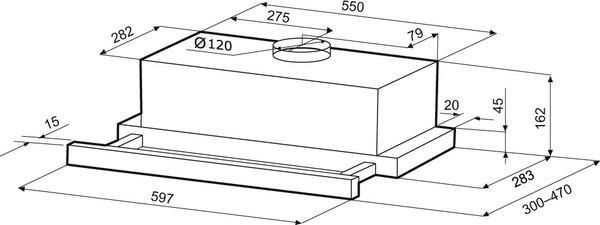 Изображение товара Вытяжка телескопическая Krona Kamilla MV 6002 / КА-00008836 (черный)