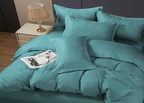 Изображение товара Комплект постельного белья PANDORA №1х1 16-5114 Пыльно бирюзовый (N) Семейный (микрофибра-страйп)