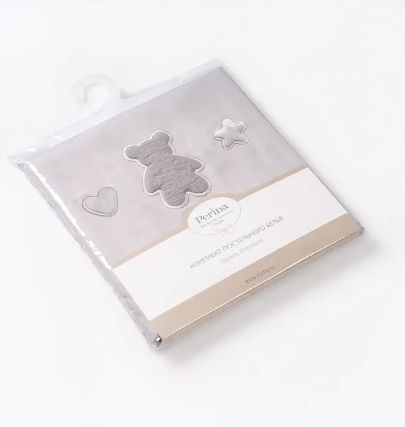 Изображение товара Комплект постельный для малышей Perina Teddy Sateen Collection / ТДСК2-01.6/40 (серый)