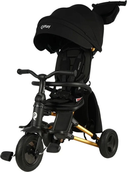 Изображение товара Трехколесный велосипед с ручкой QPlay Rider Sl / S700-17 (черный/золото)