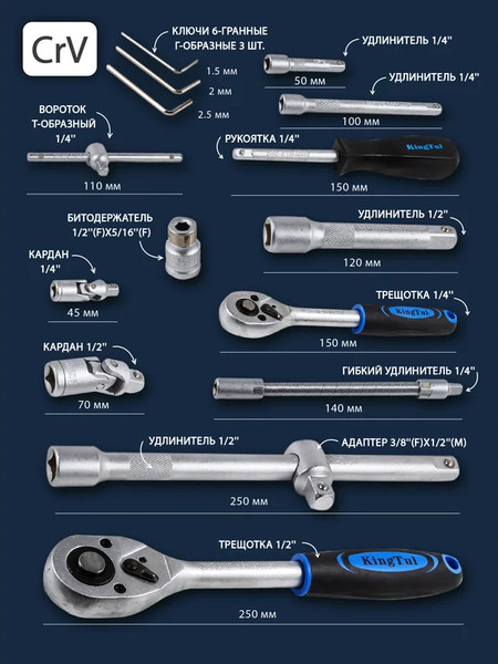 Изображение товара Универсальный набор инструментов KingTul KT-94