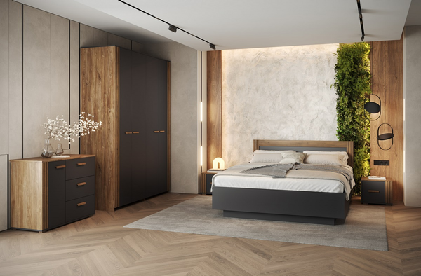 Изображение товара Комплект мебели для спальни Мебель-КМК Каен 1 КМК 1062 (антрацит/дуб стирлинг/дуб артизан трюфель MDP 66)