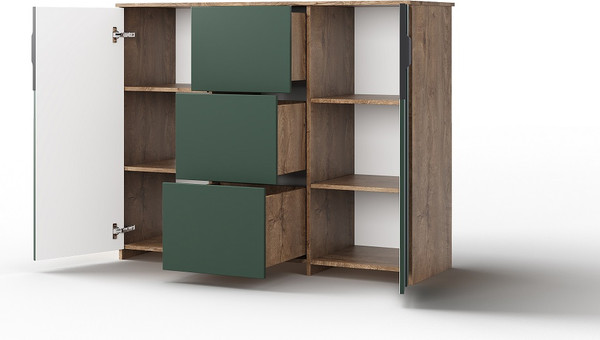 Изображение товара Тумба Мебель-КМК Герта КМК 0979.16 (дуб веллингтон/SAT 22 зеленый мат)