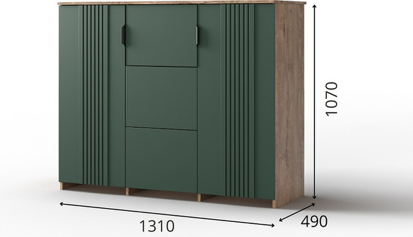 Изображение товара Тумба Мебель-КМК Герта КМК 0979.16 (дуб веллингтон/SAT 22 зеленый мат)