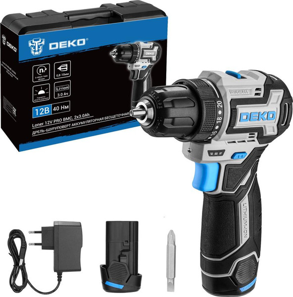 Изображение товара Аккумуляторная дрель-шуруповерт Deko Loner 12V PRO / 085-1011