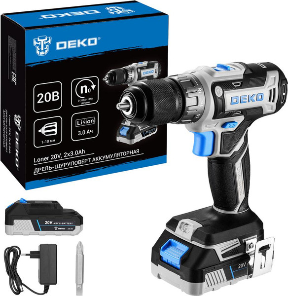 Изображение товара Аккумуляторная дрель-шуруповерт Deko Loner 20V / 085-1005