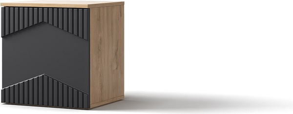 Изображение товара Комплект мебели для спальни Мебель-КМК Оливия 1 КМК 1024 (дуб наварра/MDP 46 шагрень черная)