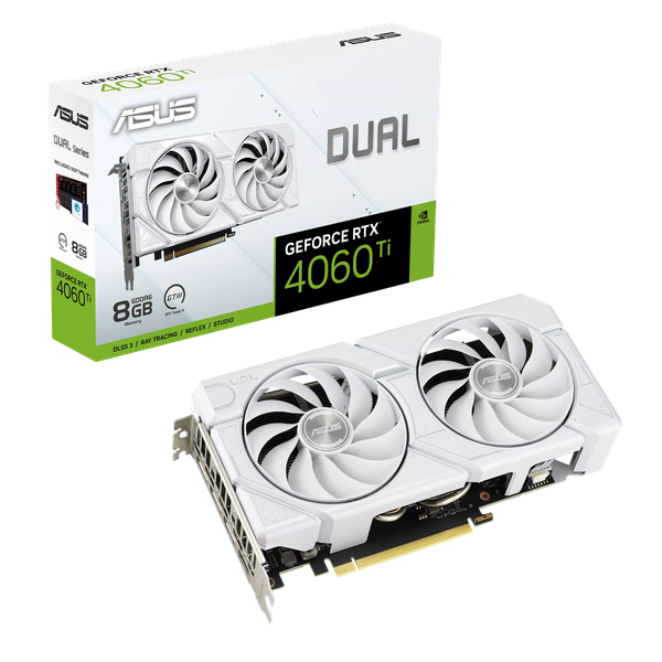 Изображение товара Видеокарта Asus Dual GeForce RTX 4060 Ti EVO White OC 8GB GDDR6