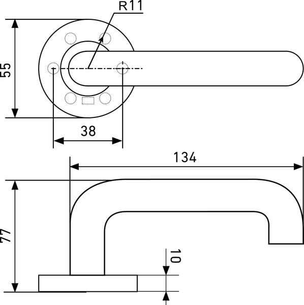 Изображение товара Ручка дверная Стандарт 0203 (60-100) R01 (черный)