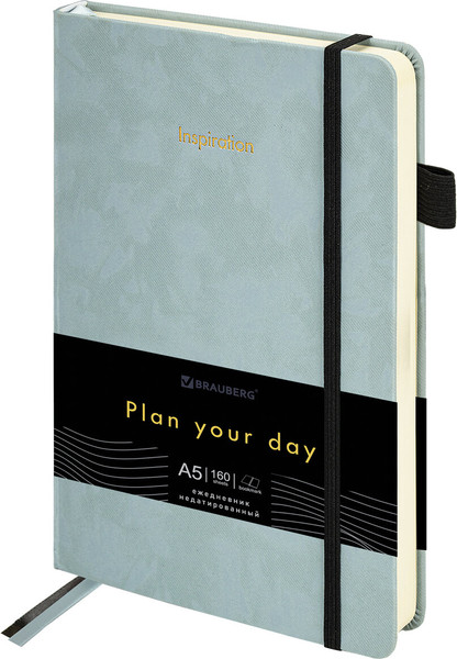 Изображение товара Ежедневник Brauberg Velvet / 116245 (160л, серый/голубой)