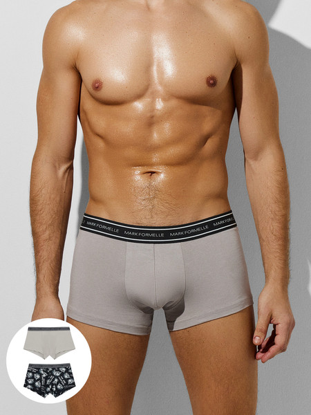 Изображение товара Комплект мужских трусов Mark Formelle 411124-2 (р.82-92, серый пепел/роботы на черном)