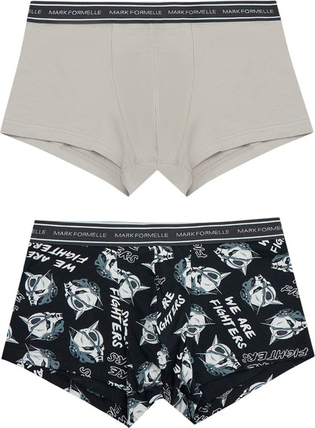 Изображение товара Комплект мужских трусов Mark Formelle 411124-2 (р.102-112, серый пепел/роботы на черном)