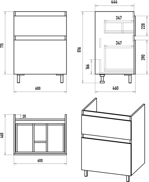 Изображение товара Тумба с умывальником Misty Лаки 60 / П-Лак-01060-5012Я+RCW-140360WH