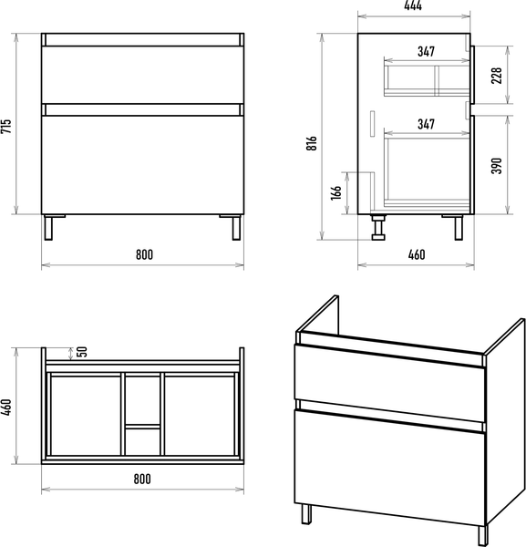 Изображение товара Тумба с умывальником Misty Лаки 80 / П-Лак-01080-5012Я+RCW-140380WH