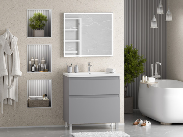 Изображение товара Тумба с умывальником Misty Лаки 80 / П-Лак-01080-5012Я+RCW-140380WH