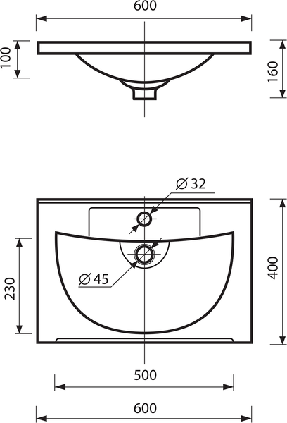 Изображение товара Тумба с умывальником Misty Модерн 60 / П-Мод07060-011Пр+Р-Евв14060-Д