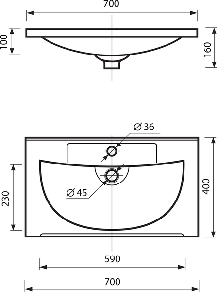 Изображение товара Тумба с умывальником Misty Модерн 70 / П-Мод07070-011Пр+Р-Евв14070-Д