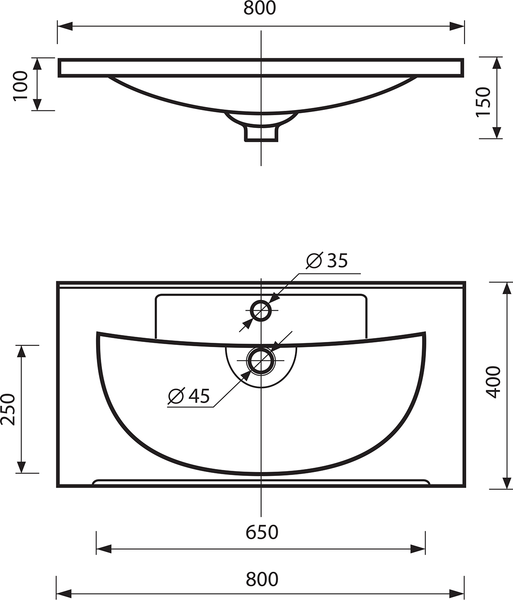 Изображение товара Тумба с умывальником Misty Модерн 80 / П-Мод07080-011Пр+Р-Евв14080-Д
