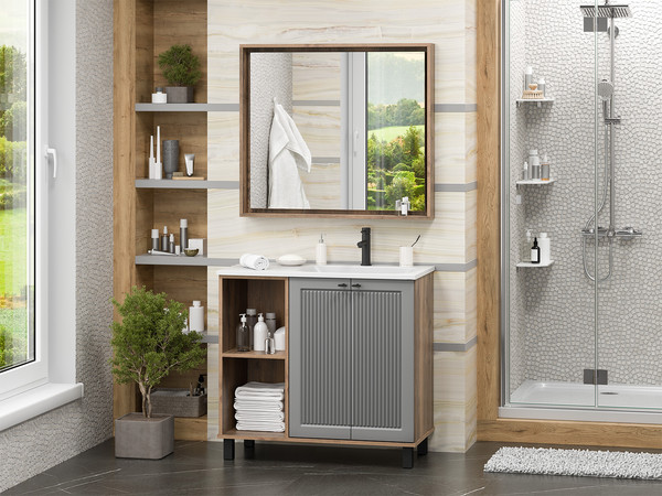 Изображение товара Тумба с умывальником Brevita Lumus 90 / LUM-06090-0842ЯP+ФР-00003478