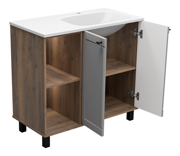 Изображение товара Тумба с умывальником Brevita Lumus 90 / LUM-06090-0842ЯP+ФР-00003478