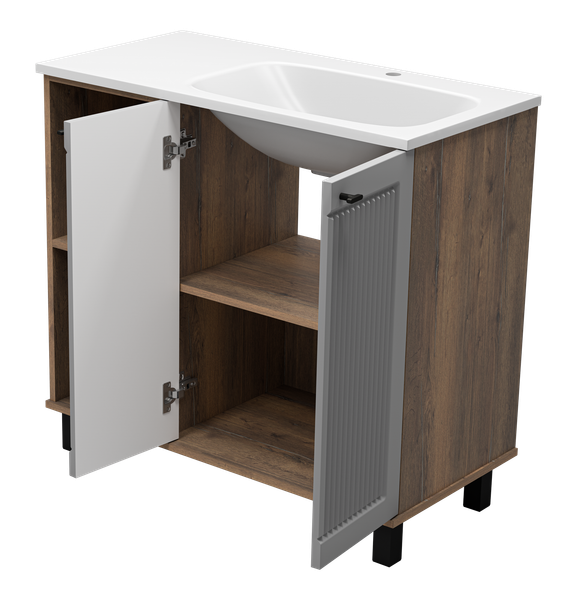 Изображение товара Тумба с умывальником Brevita Lumus 90 / LUM-06090-0842ЯP+ФР-00003478