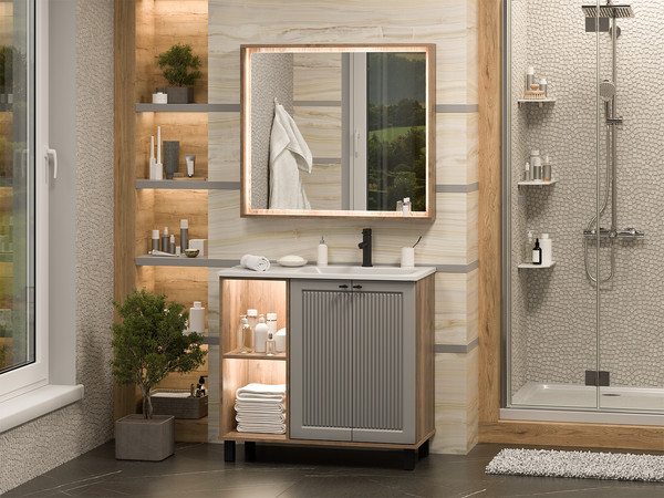 Изображение товара Тумба с умывальником Brevita Lumus 90 / LUM-06090-0842ЯP+ФР-00003478