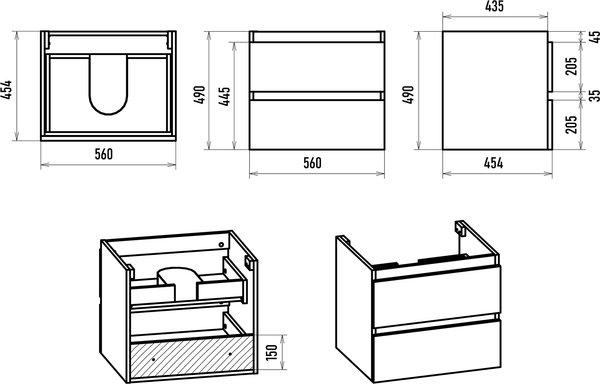 Изображение товара Тумба с умывальником Brevita Victory 60 / VIC-07060-0302Я+11060-KL