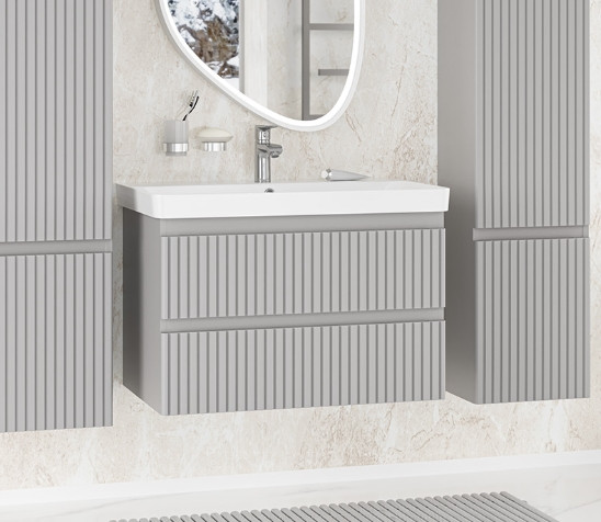 Изображение товара Тумба с умывальником Brevita Victory 80 / VIC-07080-0302Я+11080-KL