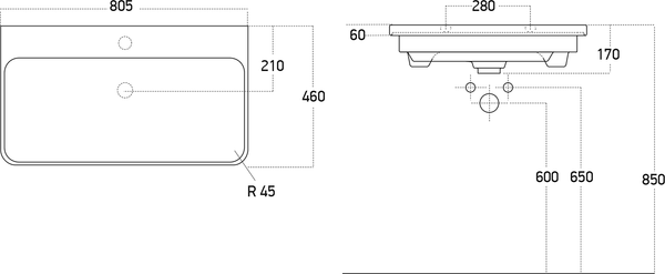 Изображение товара Тумба с умывальником Brevita Victory 80 / VIC-07080-0302Я+11080-KL