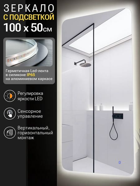 Изображение товара Зеркало Emze Smartphone 50x100 / LED.SMART.50.100.4K (с подсветкой)