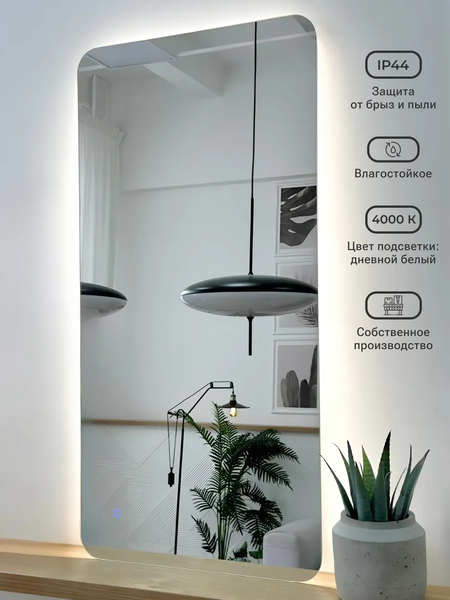 Изображение товара Зеркало Emze Smartphone 50x100 / LED.SMART.50.100.4K (с подсветкой)