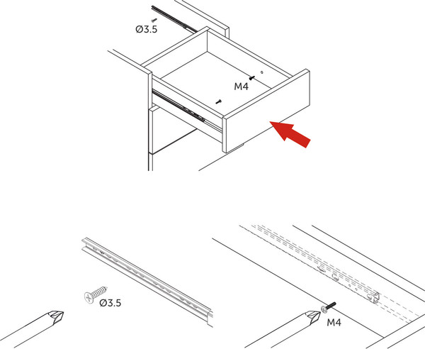 Изображение товара Комплект направляющих мебельных AKS 22 284 шариковые L-182