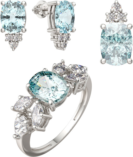 Изображение товара Комплект ювелирных украшений из серебра ZORKA С мятными вставками для Met Gala