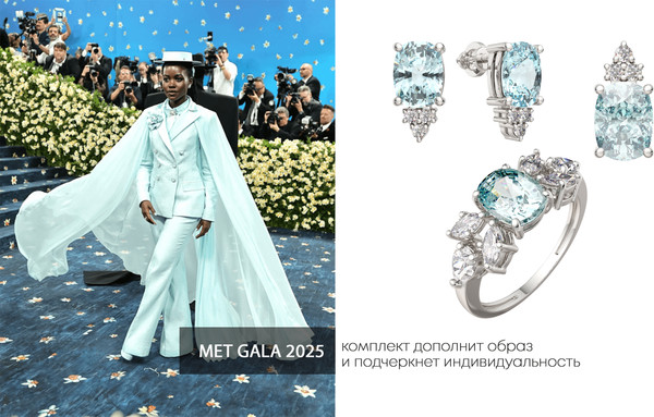 Изображение товара Комплект ювелирных украшений из серебра ZORKA С мятными вставками для Met Gala