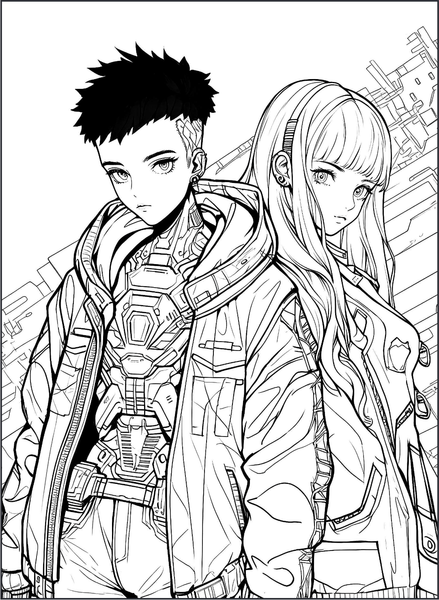 Изображение товара Раскраска-антистресс Бомбора Аниме будущего. Раскрашиваем моду киберпанка в 46 иллюстрациях