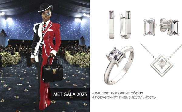 Изображение товара Комплект ювелирных украшений из серебра ZORKA Прямые формы с Мet Gala