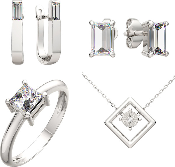 Изображение товара Комплект ювелирных украшений из серебра ZORKA Прямые формы с Мet Gala