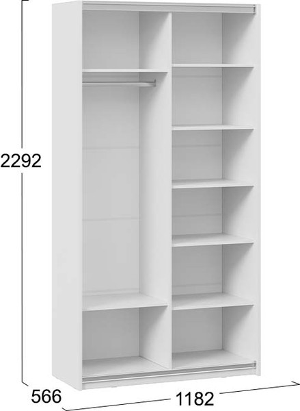 Изображение товара Шкаф-купе ТриЯ Оскар Скания Т2 1200 / 268343 (ручка белая/белый снег/белый снег/дуб тортугга)