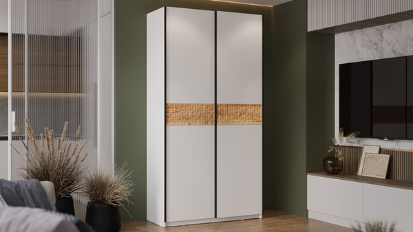 Изображение товара Шкаф-купе ТриЯ Оскар Скания Т2 1200 / 268363 (ручка черная/белый снег/дуб тортугга)